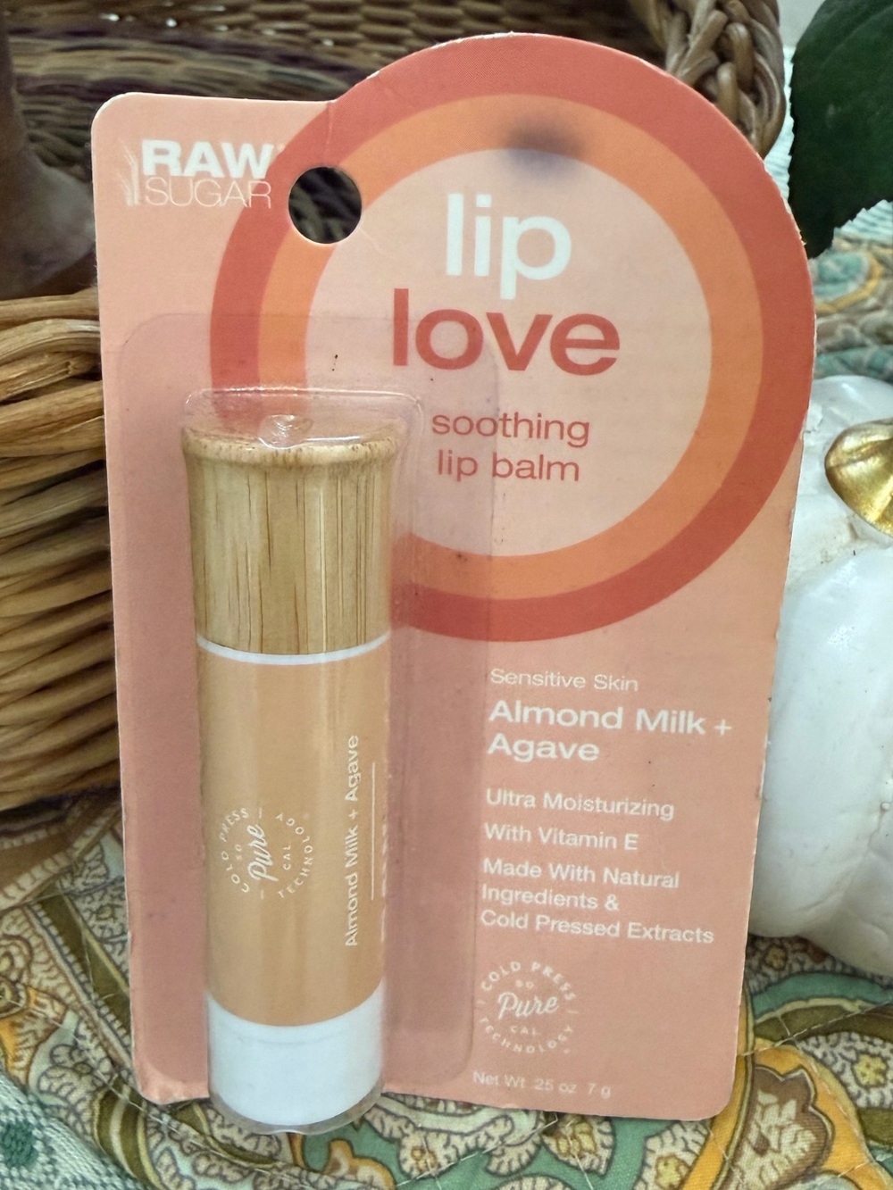 New Raw Sugar Lip Love Soothing Natural Lip Balm - Almond Milk & Agave